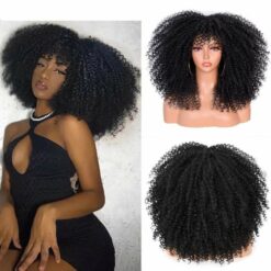 Curly Afro Wigs With Bangs