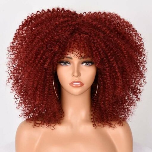 Curly Afro Wigs With Bangs