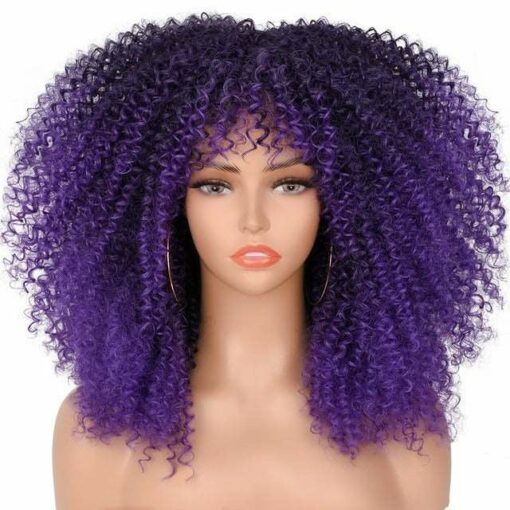 Curly Afro Wigs With Bangs