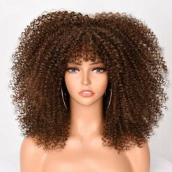 Curly Afro Wigs With Bangs