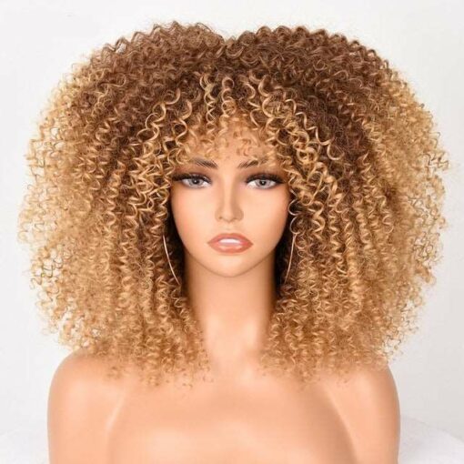 Curly Afro Wigs With Bangs