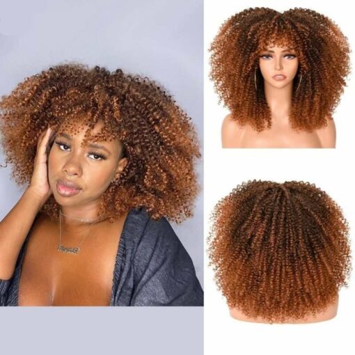 Curly Afro Wigs With Bangs