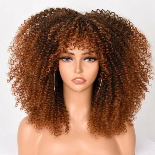 Curly Afro Wigs With Bangs